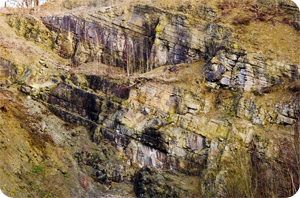 A view of the Bentonite layers.
